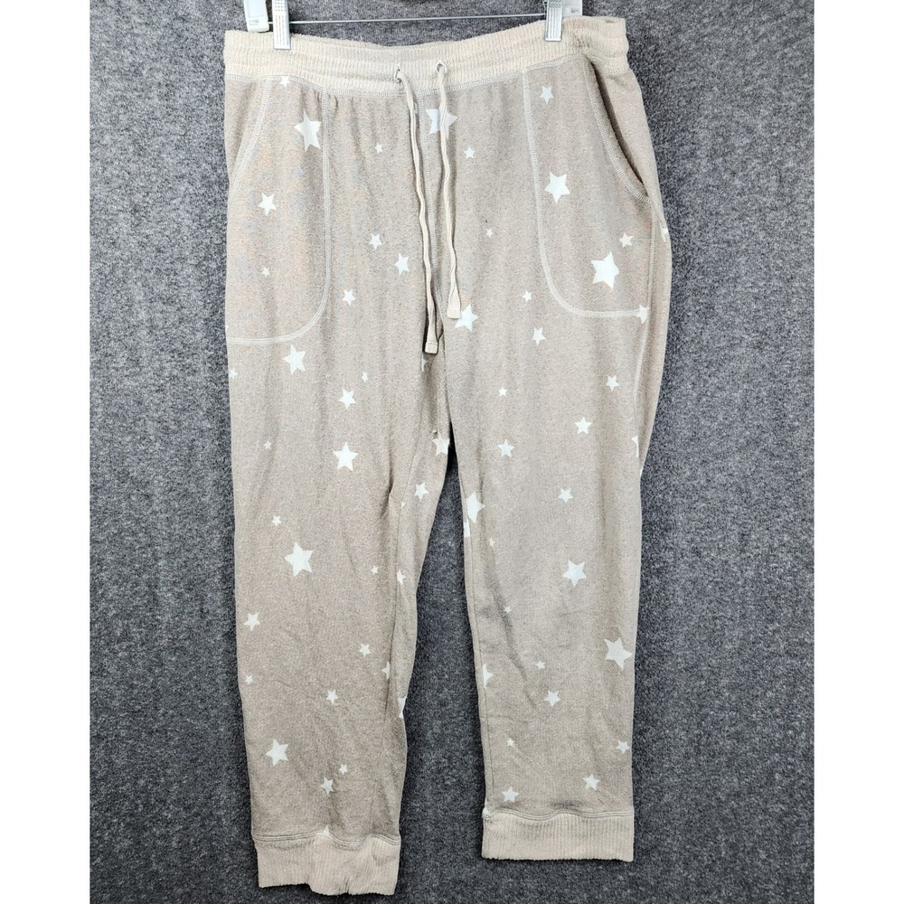 Live Love Lounge Jogger Pants Women XXL Tan Star Print Karen Neuburger Soft